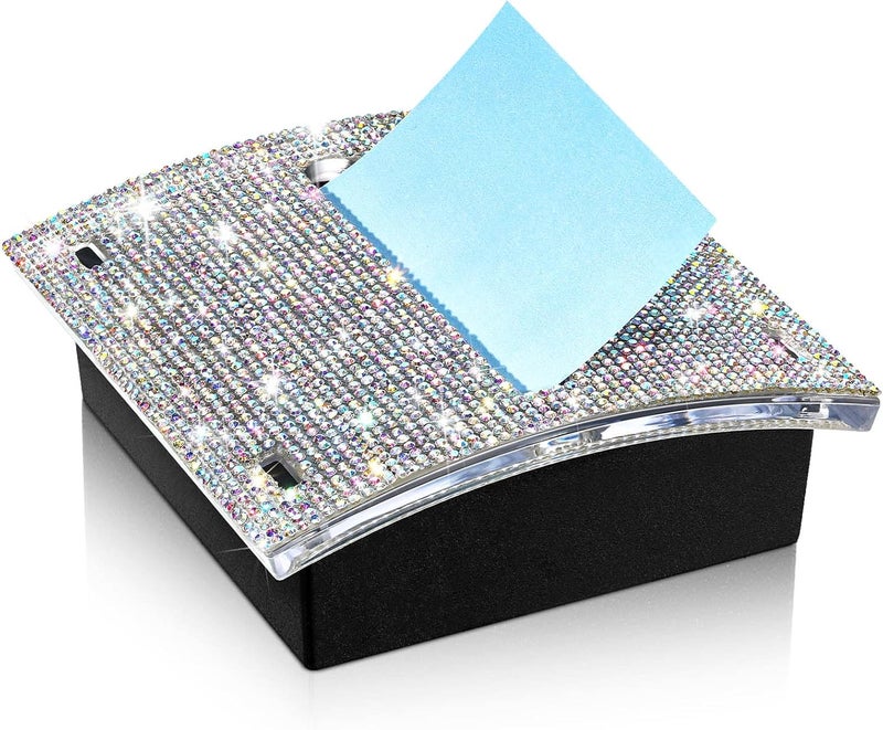Eersida Rhinestone Self Stick Note Pad Holders 4 x 4 Inches Memo Sticky Dispenser Note Holder Sticky Dispenser for Christmas Office Employee Coworkers Gifts Home Desk Supplies(AB Color) - Image 1